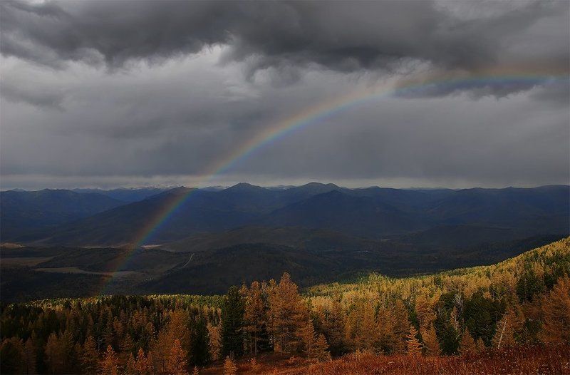 алтай, восточный казахстан, ивановский хребет Осенняя радуга фото превью
