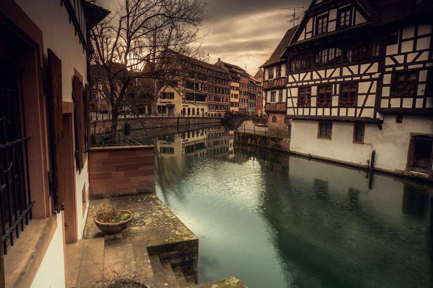 sky sunrise city spring street water river travel sun clouds europe rain urban architecture cityscape bridge building france storm strasbourg alsace petite france Bas-Rhin, Nicolai