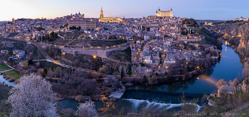 Cityscape, Dusk, Panorama, Spain, Spring, Sunset, Toledo Весенний вечер в Толедо фото превью