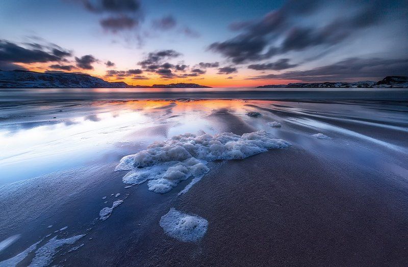 Баренцево море, Закат, Кольский полуостров, Пейзаж, Природа *** фото превью