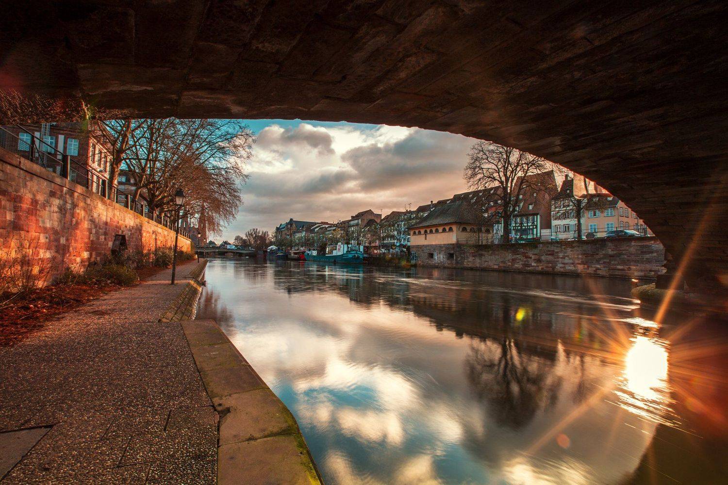 sky sunrise city spring street water river travel sun clouds europe rain urban architecture cityscape bridge building france storm strasbourg alsace petite france Bas-Rhin, Nicolai