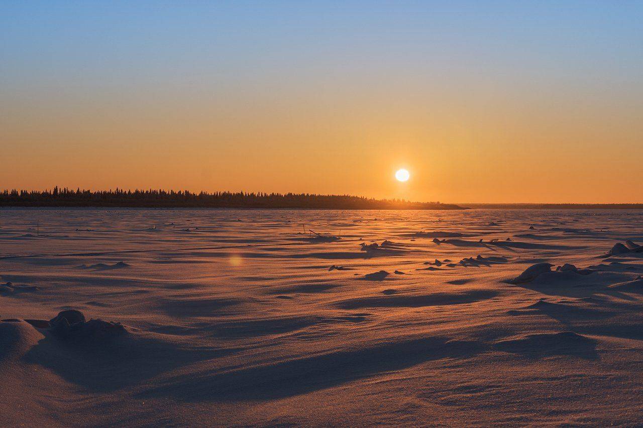 закат, зима, коми, мороз, печора, север, Игорь Подобаев