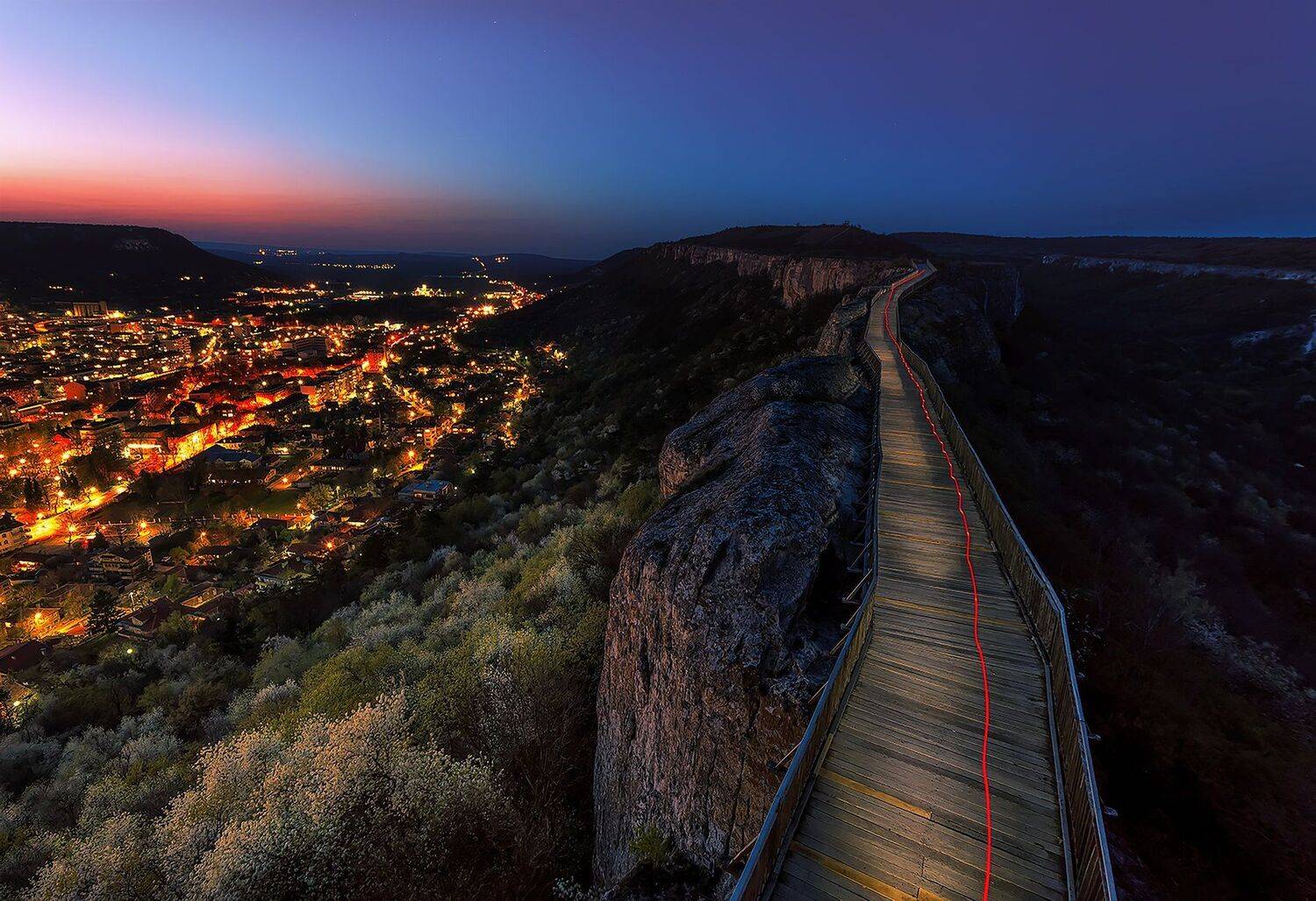 fortress, city,lights, trails, sunset, Jeni Madjarova