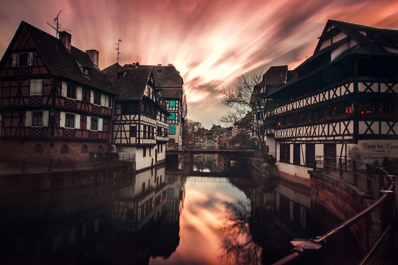 sky sunrise city spring street water river travel sun clouds europe rain urban architecture cityscape bridge building france storm strasbourg alsace petite france Bas-Rhin The Color of Silence фото превью