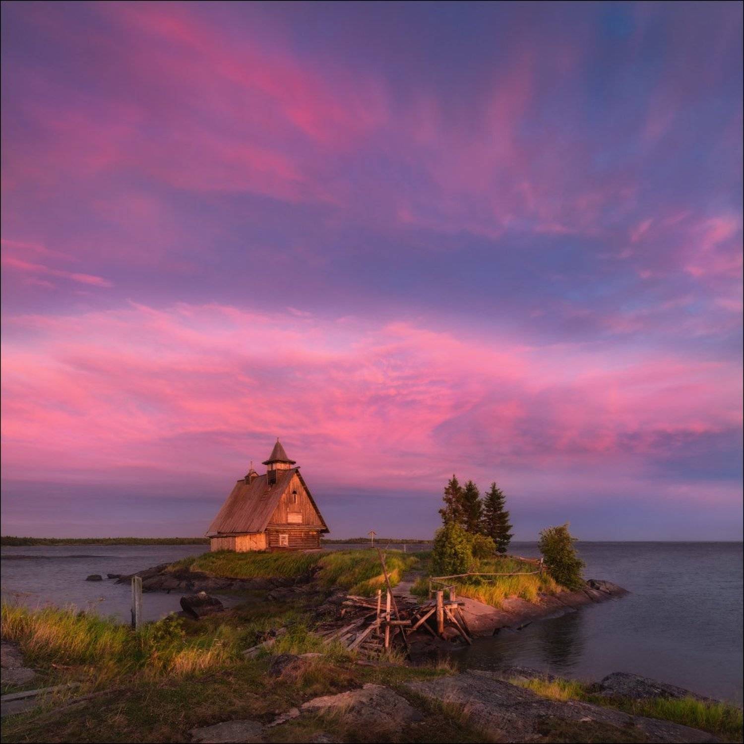 белое море, закат, карелия, кемь, лунгин, остров, причал, рабочеостровск, русский север, север, соловки, церковь, Влад Соколовский