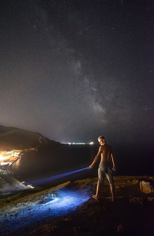 Млечный Путь, Звезды, Галактика, Ночь, Портрет, Море, Пейзаж, milkyway, Galaxy, stars, night, sea The stargazer фото превью