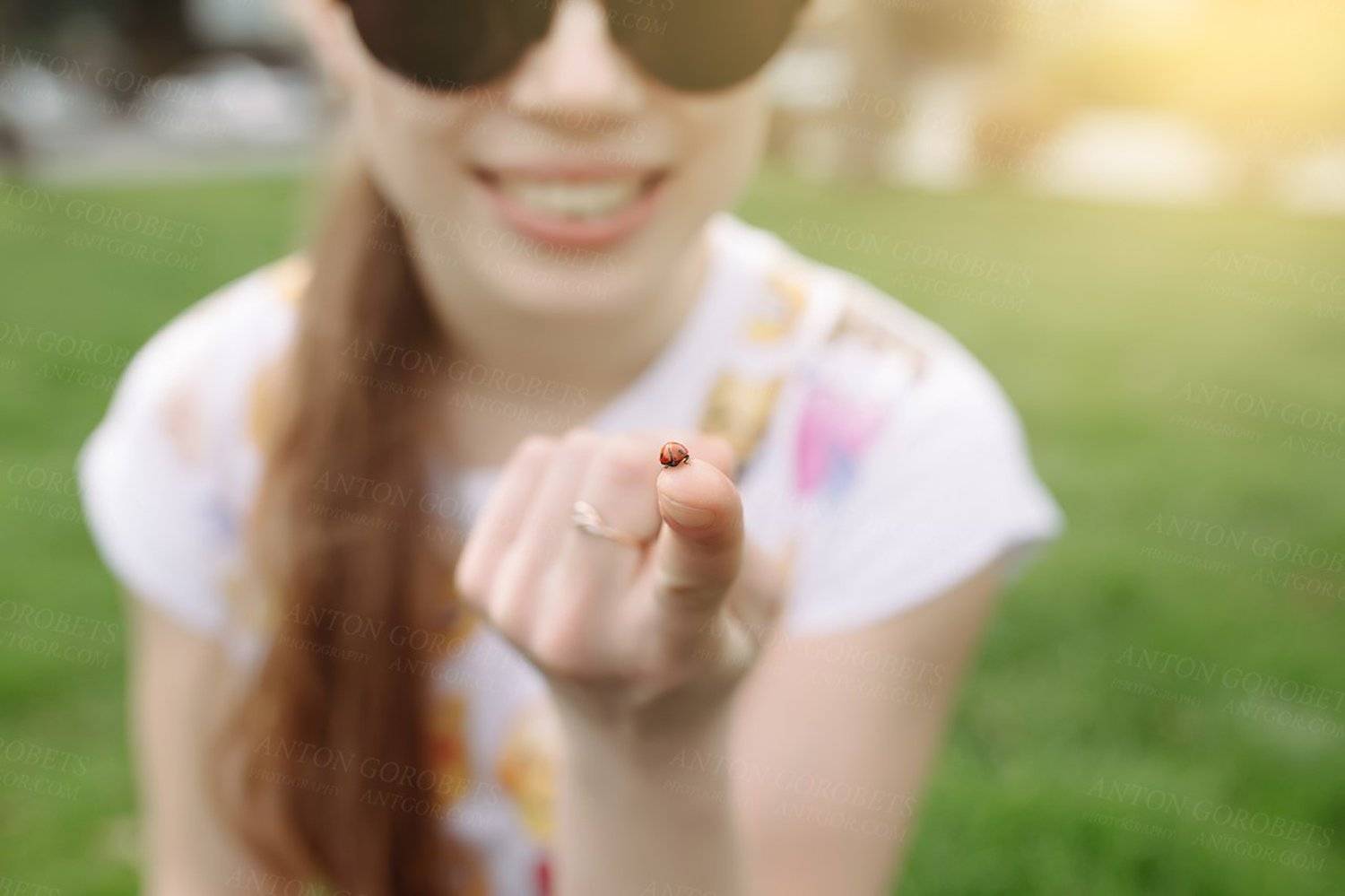 Grass, Ladybug, Smile, Spring, Sunny, Woman, Антон Горобец