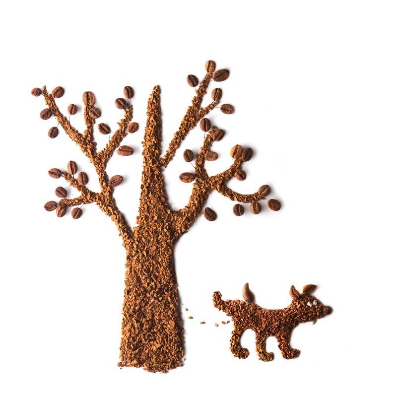 Beans, Coffee, Creative, Dog, Food, Fun, Instant coffee, Tree, Еда, Кофе, Кофейные зерна, Креатив, Листья, Мультяхи, Собака, Шуточное coffee-tree фото превью
