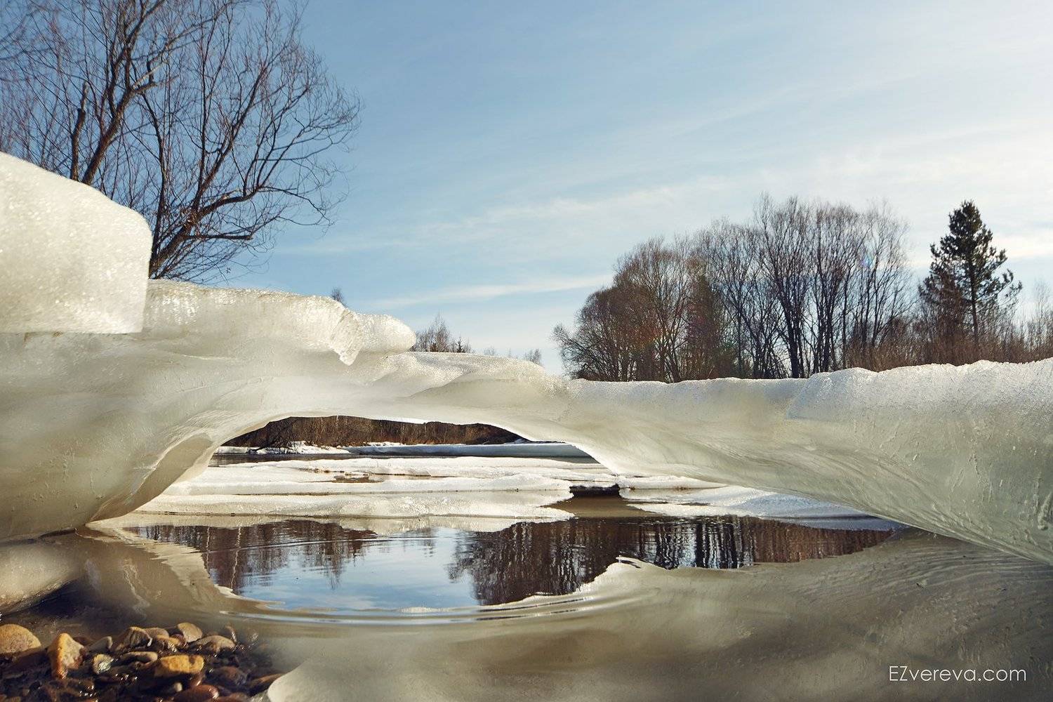 spring, zvereva, nature, sole, ice, river, primavere, Елена Зверева