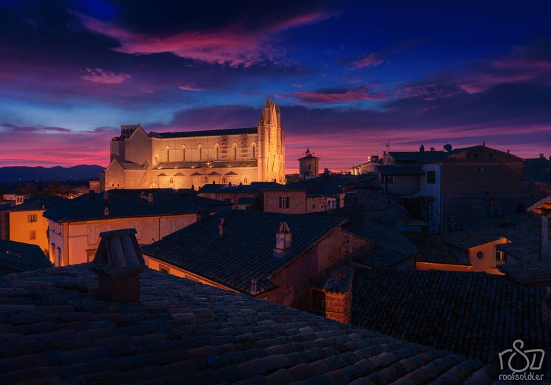 Italy, city, cityscape, architecture, roof, rooftop, orvieto, urban, postcard, sunset, sunrise, cathedral, church Orvieto фото превью