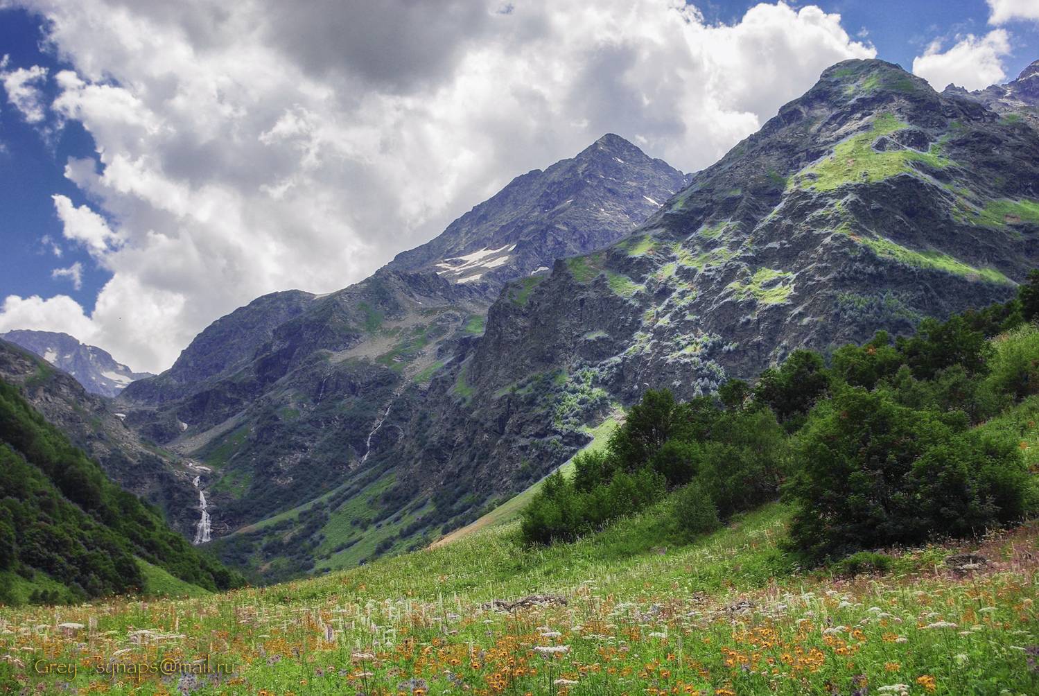 Имеретинка КЧР горы скалы водопады альпийские луга, Сергей Павлов