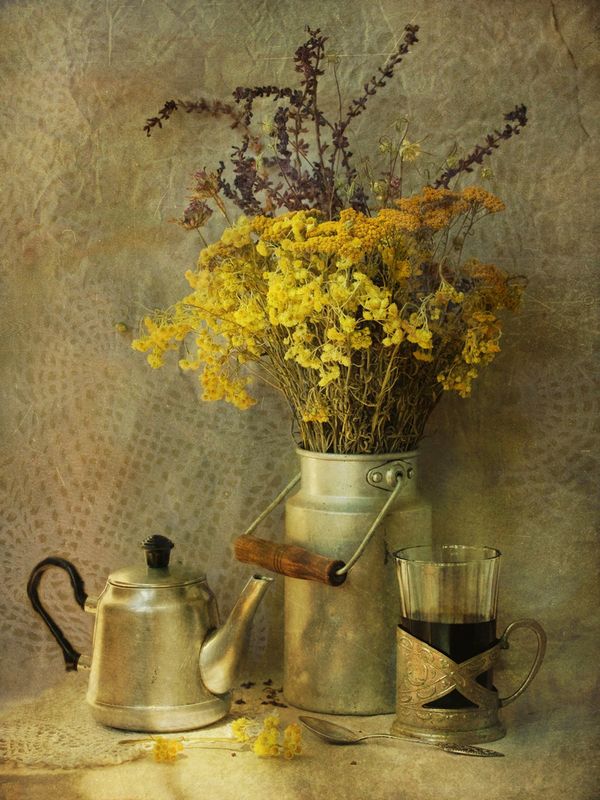 натюрморт, букет, чай  Летний чай фото превью