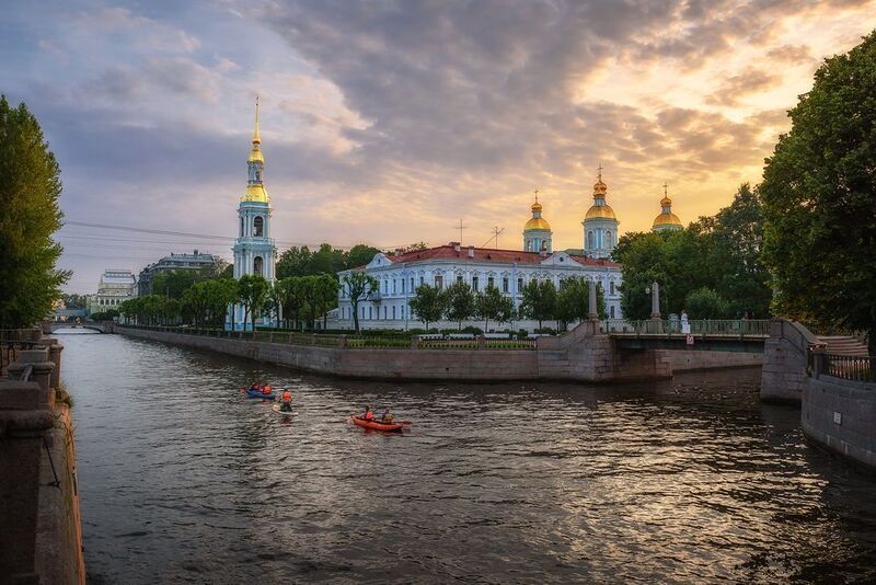 санкт-петербург, питер, город, ночной город, рассвет, мост, белая ночь, храм, каналы На рассвете фото превью
