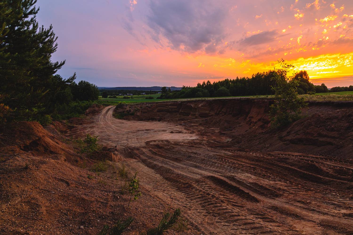 landscape, sunset, nature, rural landscape, sand quarry, пейзаж, закат, песчаный карьер, сельский пейзаж, Набоков Андрей
