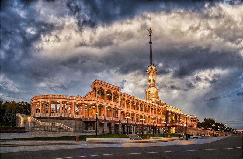 москва, вечер, город, архитектура, небо Северный речной вокзал фото превью