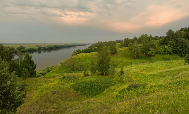лето, июнь, вечер, река Тихий летний вечер фото превью