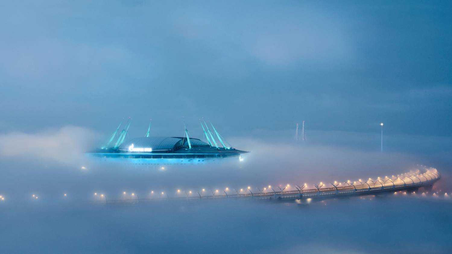 санкт-петербург, газпром арена, туман, стадион, крестовский остров, западный скоростной диаметр,, Александр Байдуков