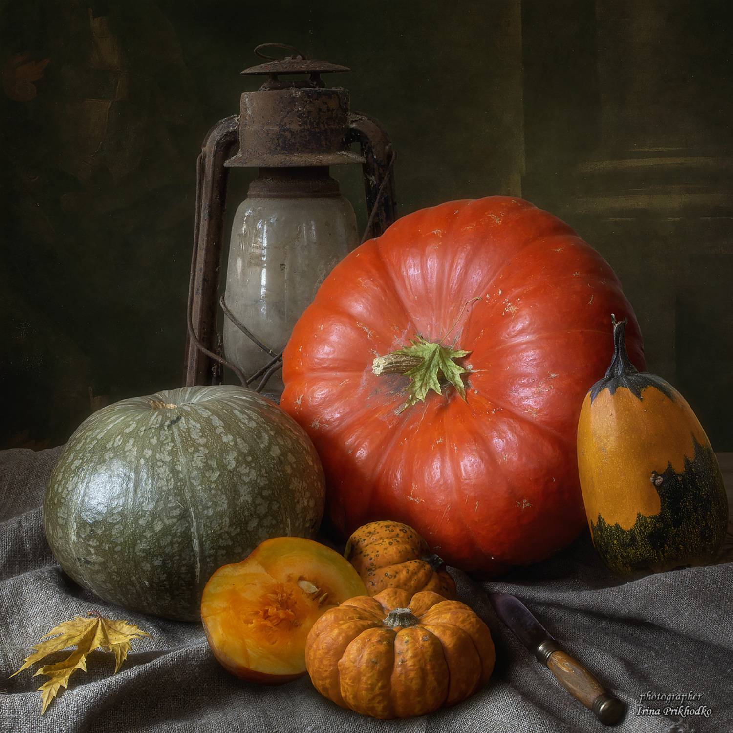 натюрморт, овощи, урожай, старый фонарь, тыква, Приходько Ирина