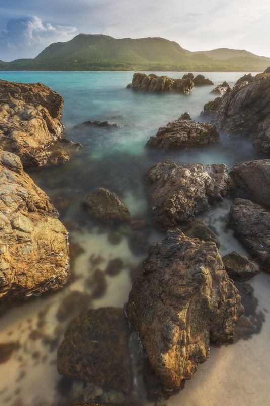 пейзаж, природа, море, остров, таиланд, закат, пляж, путешествие, туризм Закат на острове Ко-Ред фото превью