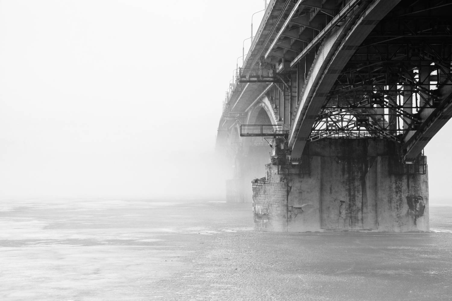 abashkin sergey,  природа, пейзаж,  абашкин сергей, мост, туман, чернобелое, река, ока, нижний новгород, стрелка, Абашкин Сергей