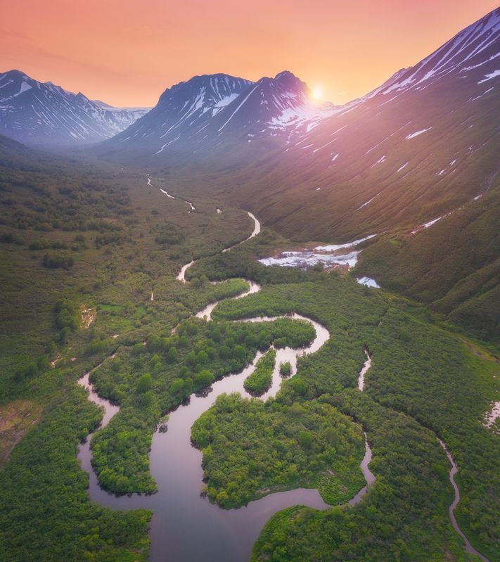 Закат в бухте Русской. Камчатка фото превью