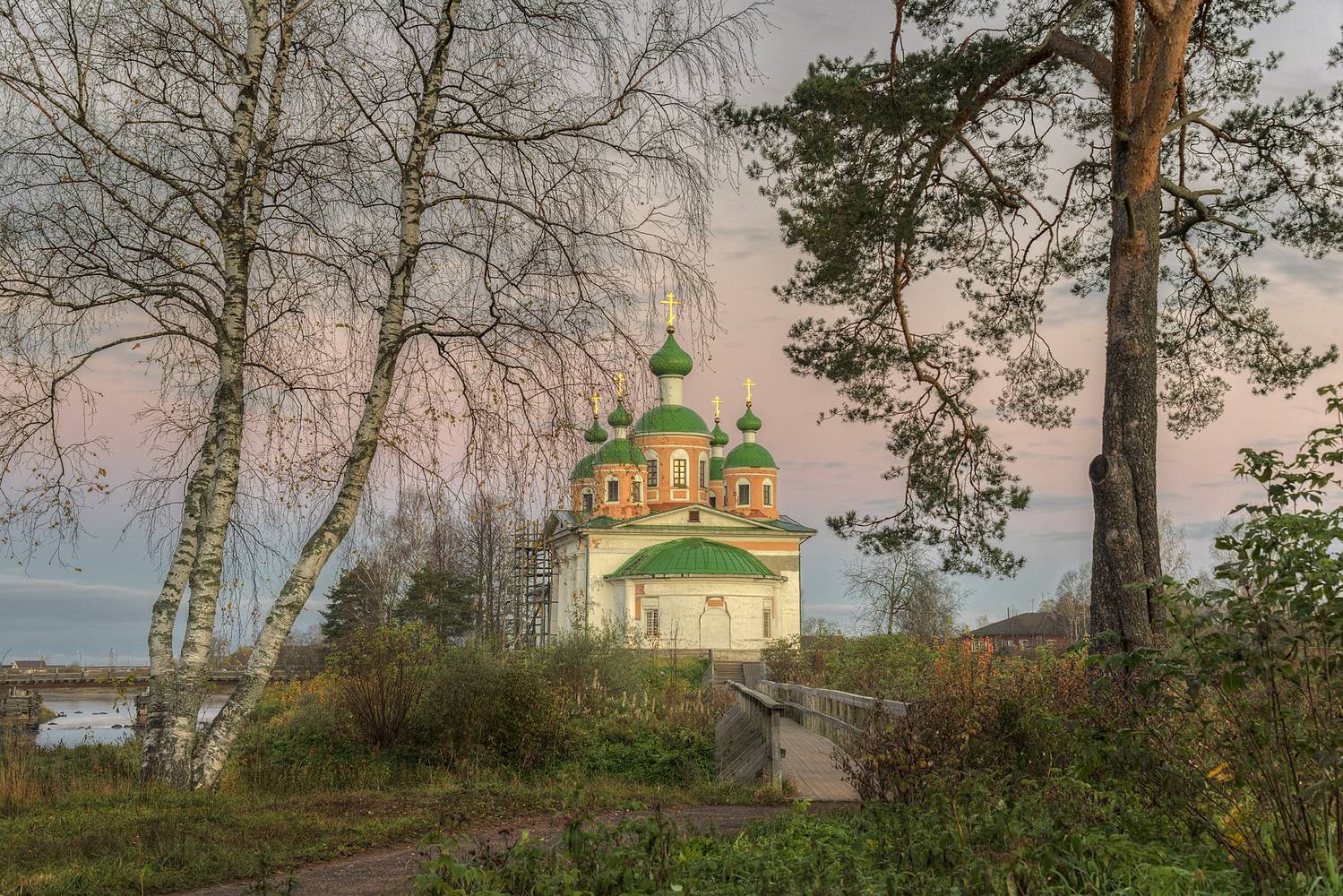 осень, остров, церковь, мост, Гармашов Сергей
