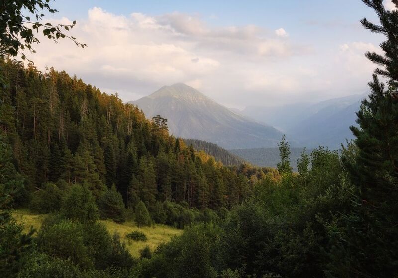 пик смирнова, архыз, горы, горный пейзаж, вечер Вид на пик Смирнова с Тропы романтиков (Архыз) фото превью