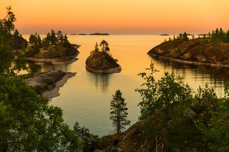 abashkin sergey, природа,  шхеры, forest, nature, пейзаж, озеро, ладога, питер, россия, облака, закат, острова, скалы, абашкин сергей Ладожские шхеры. Закат фото превью