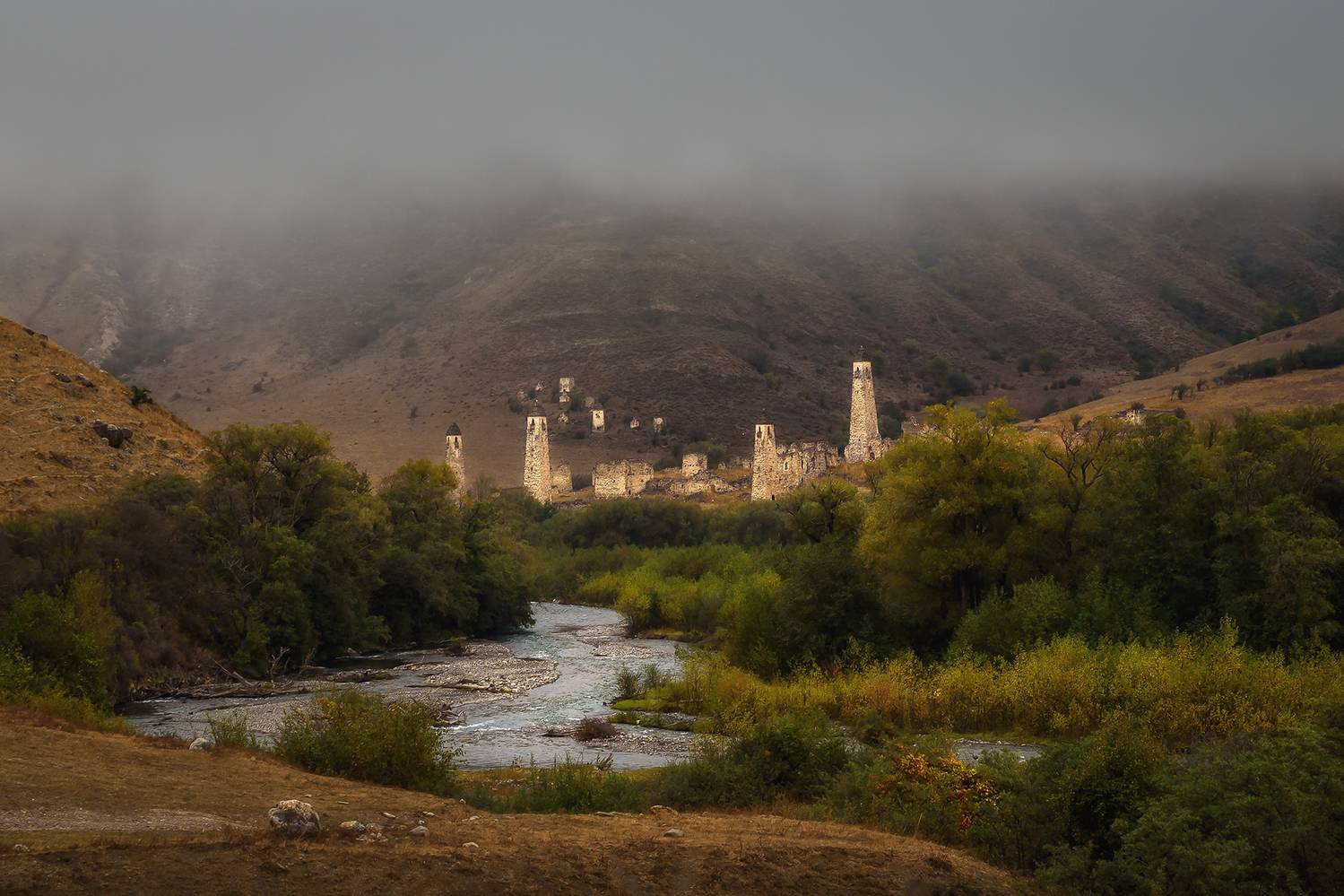 кавказ, ингушетия, горы, башня, башни, крепость, горная река, архитектура, таргим, Zakharov Armen