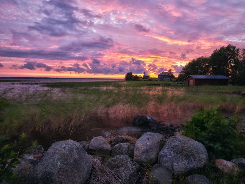 закаты, облака, онежское, озеро *** фото превью