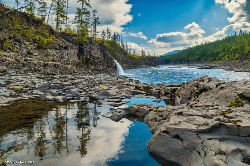 плато путорана, река курейка, водопад, вода, течение, перекаты, каньон, скалы, пороги, владимир коваль Водопад на Курейке (2) фото превью