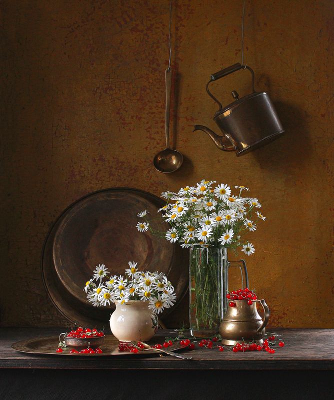 натюрморт, фотонатюрморт, still life, stillifefoto, лето, ягода, ромащки, цветочный_натюрморт, наталья_казанцева Дачное фото превью