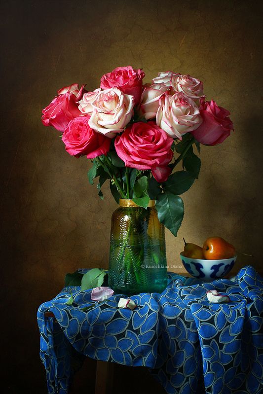 натюрморт, цветы, розы с розами фото превью
