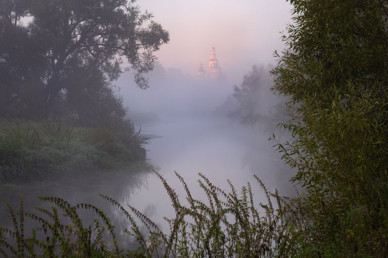 истра, храм, подмосковье, утро, туман, осень Осеннее утро фото превью