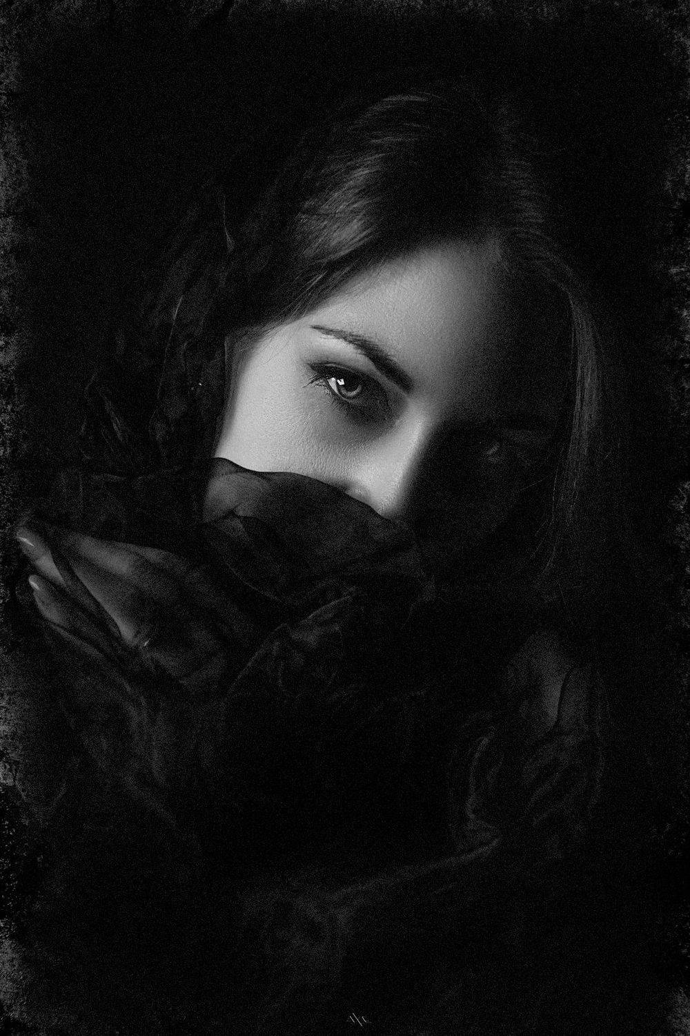 Black and white, Portrait, Studio, Woman, Руслан Болгов (Axe)