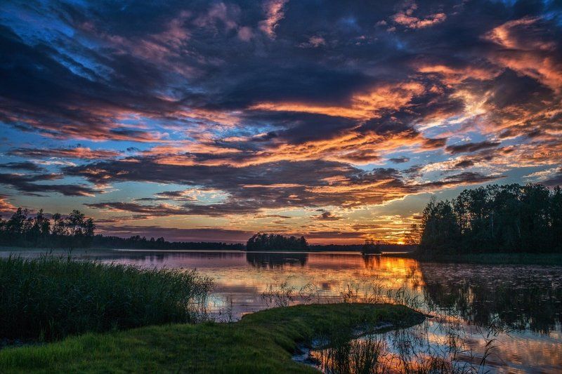 река, природа, закат, вуокса Вуокса  фото превью