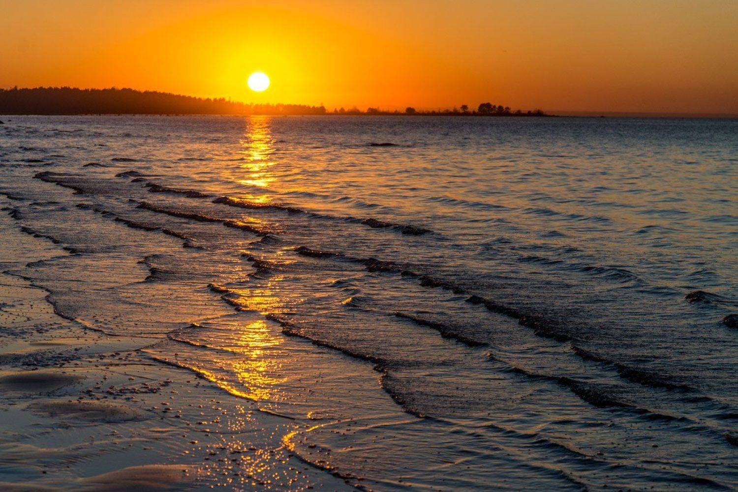 Волны, Закат, Залив, Ленинградская область, Пляж, Солнце, Сосновый Бор, Финский залив, Борис Раба