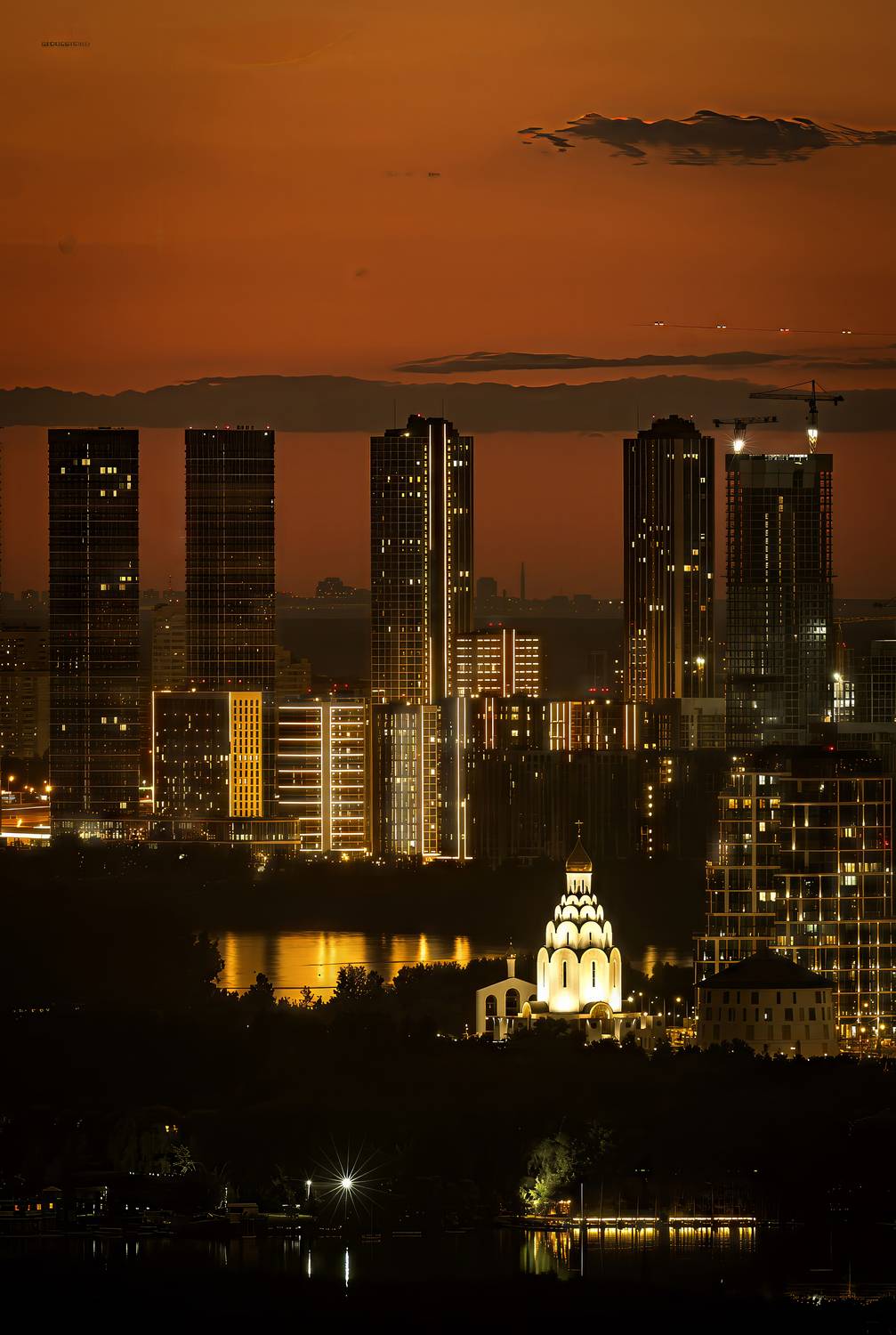 москва, ночь, архитектура, огни москвы, храм, закат, москва закатная, Игорь Юркин