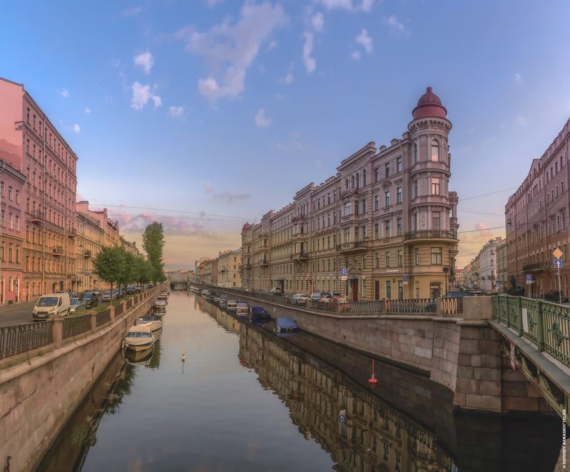 город, санкт-петербург, архитектура, лестница, река, отражения Большой доходный дом Ратькова-Рожнова фото превью