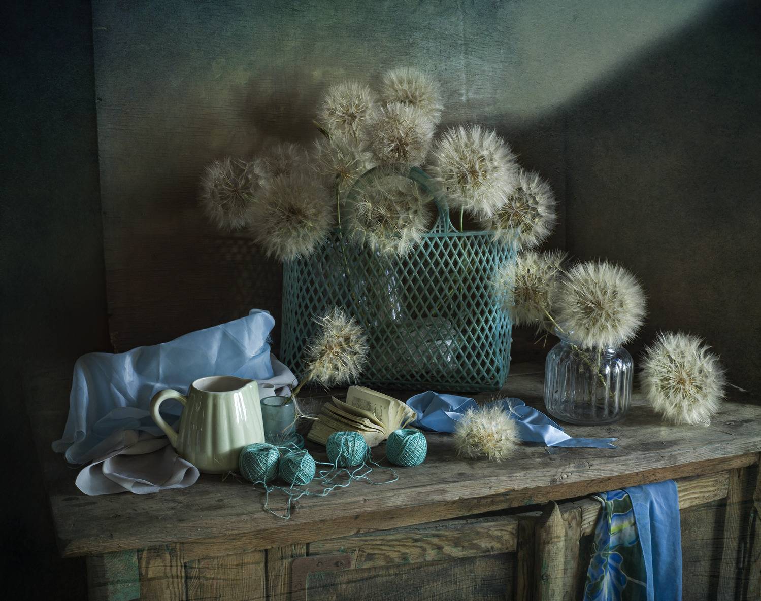 кошёлка, одуванчики, голубое, Зимина Лионелла