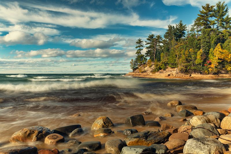 lake superior, upper peninsula of michigan, pictured rocks  фото превью