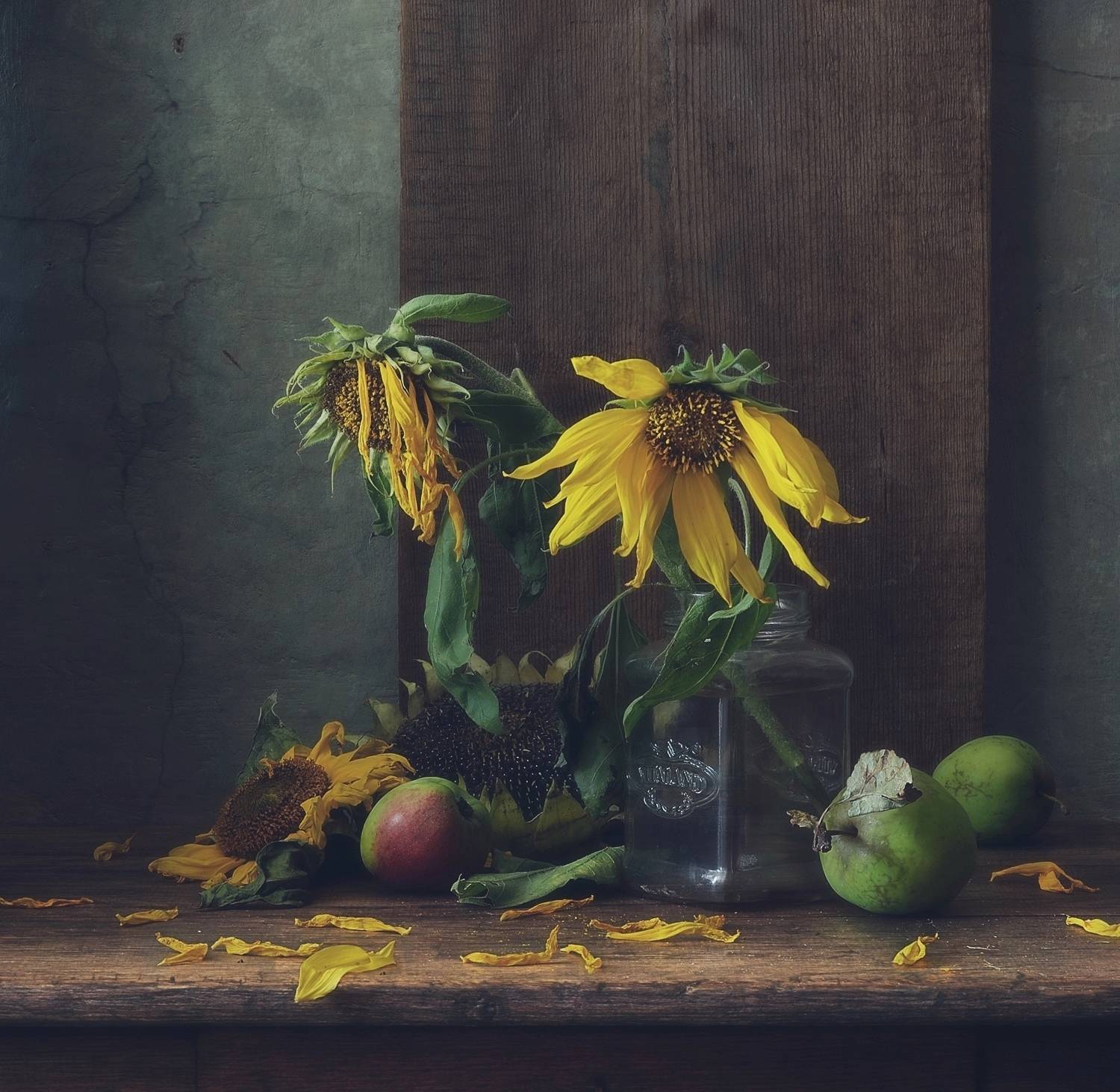 натюрморт,осень,сентябрь,подсолнухи,яблоки, Наталия К