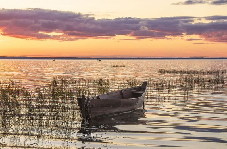 Закат, Плещеево озеро, Переславль-Залесский,лодка На закате фото превью