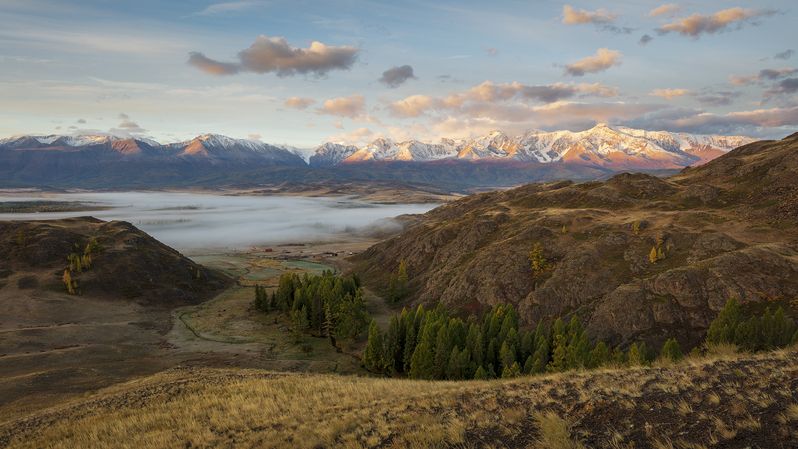 алтай, горный алтай, осень, пейзаж, природа, утро, туман, чуя, Осенним утром. фото превью