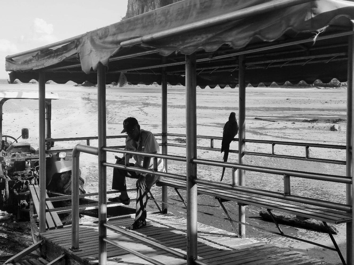 at the pier, b&w, genre, krabi, contrast, Karina Yakovleva