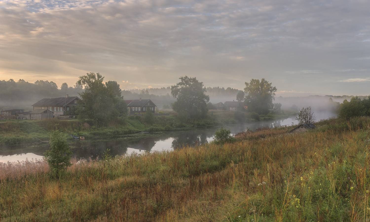 вечер, деревня, река, Гармашов Сергей