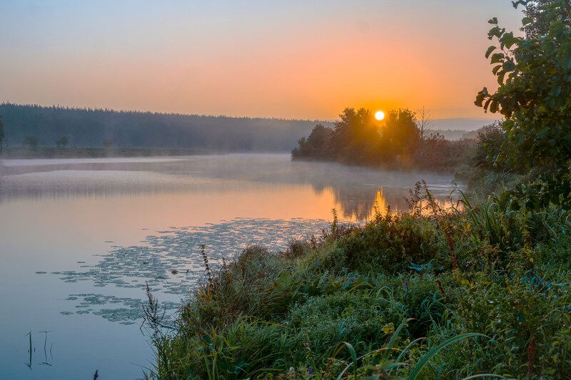 осень утро озеро отражение природа пейзаж Уже осень. фото превью