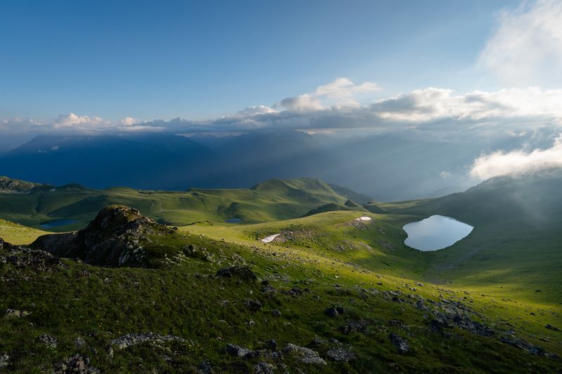 карачаево черкесия, кчр, горы, архыз, озеро, вечер, абиширо ахуба, озеро Вечер фото превью
