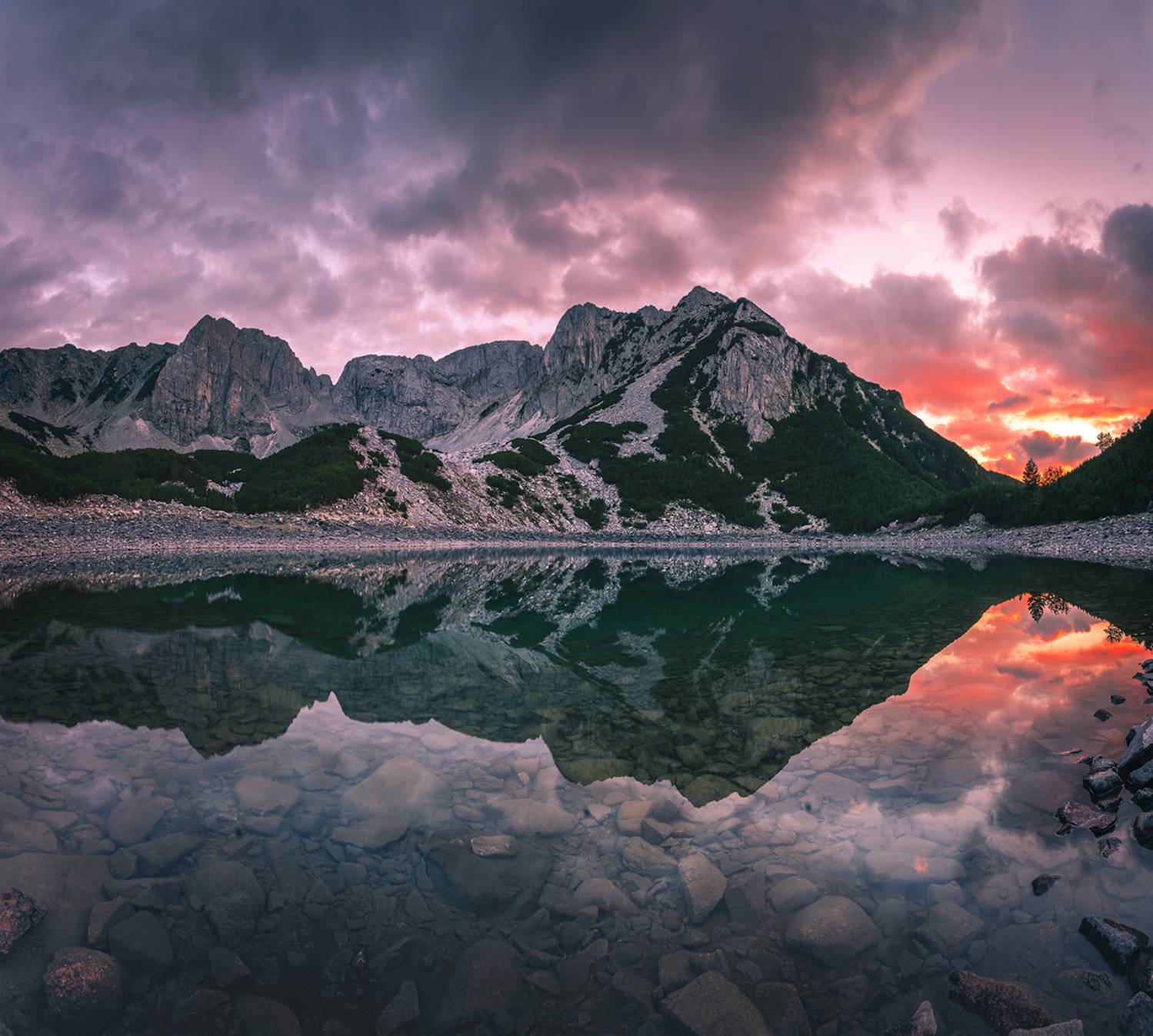 landscape, nature, scenery, summer, sunset, lake, reflection, clouds, mountain, peak, пейзаж, закат, горы, озеро, Александър Александров