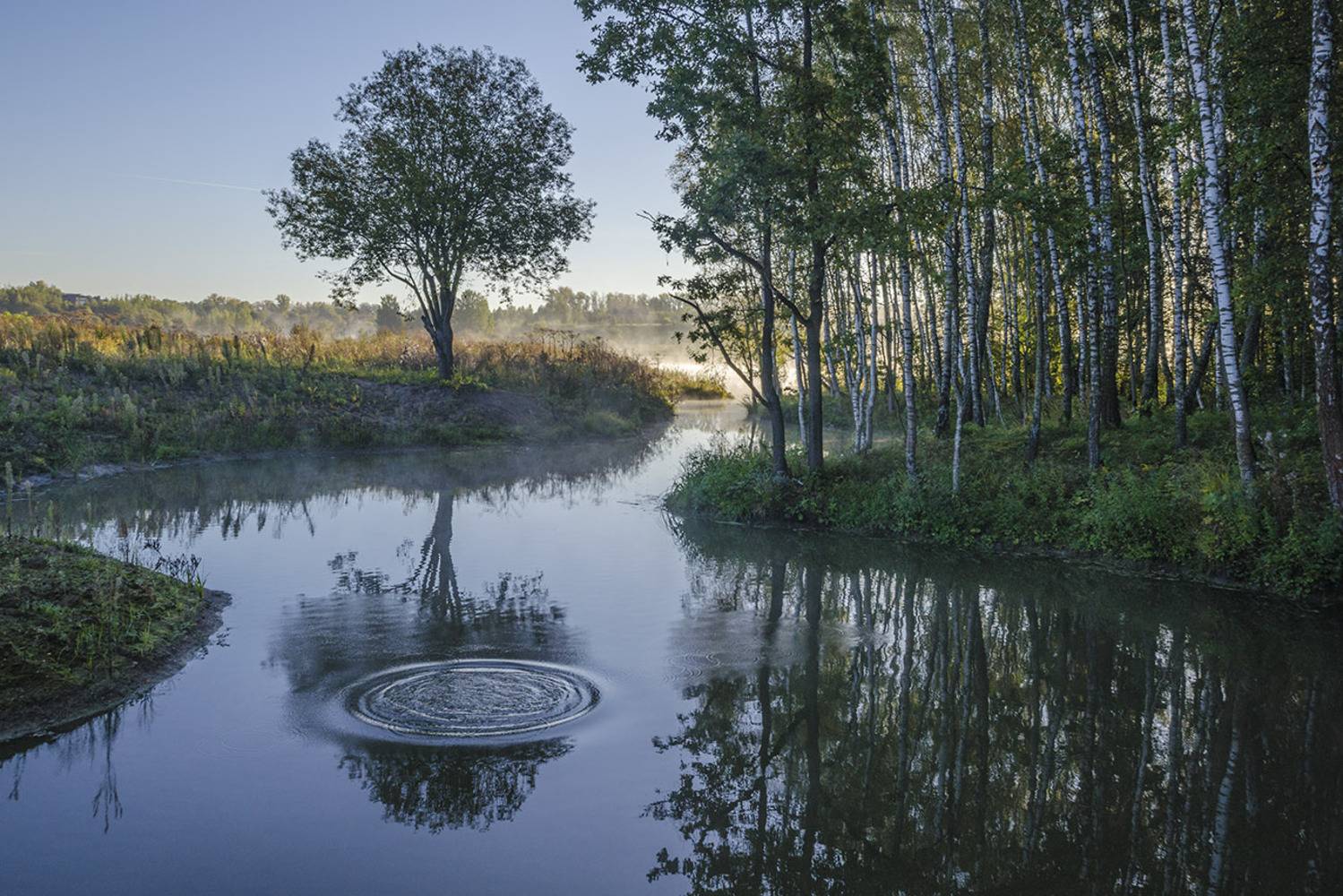 архангельское, утро, отражение, Михаил Агеев